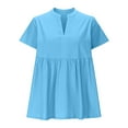 thumbnail image 1 of Vestidos Casuales Para Mujer, Blusas De Mujer De Moda Blusa tipo jersey con cuello en V y mangas cortas de color liso para mujer, 1 of 6