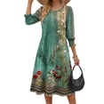 thumbnail image 2 of Fantaslook Fall Dresses for Women Smocked 3/4 Sleeve Dress Floral Midi Casual Dresses with Pockets, 2 of 8