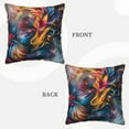 thumbnail image 3 of Fotbe Vibrant Rooster Painting Pattern Velvet Decorative Throw Pillow Covers with Elegant Piping, Soft Plush Cushion Cover for Sofa, Bed, Car, Office-18"x18", 3 of 8