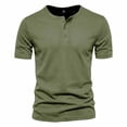 thumbnail image 6 of Ceisia Solid Henley Half Button Crew Neck Quick Dry Breathable Athletic Short Sleeve Tees For Daily Sports Army Green L Gift, 6 of 9