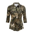 thumbnail image 2 of Uorisanigo Camo Forest Women's Golf Shirt Soft Polyester Spandex Fabric Women's 3/4 Sleeve Athletic Golf Shirts Comfortable Fashion Zip Up Collar Tennis Tops Outing Wear Size S, 2 of 7