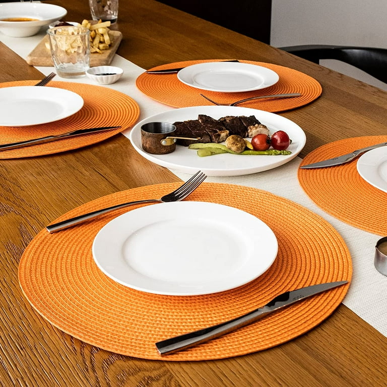 decorUhome Placemats Set of 6, Heat Resistant PU Faux Leather Table Mats,  11.8 x 17, Beige 