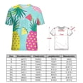 thumbnail image 2 of Lunarable Pineapple Womens Tops Women's Fashion Casual Short Sleeve Flower Print Round Neck Pullover Top Blouse, 2 of 6