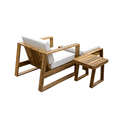 thumbnail image 6 of Outdoor Lounge Chair Set with Table And Ottoman, 3 Piece Outdoor Acacia Wood Lounge Set With Cushions, Patio Conversation Set For Porch Balcony Patio Backyard, 6 of 8