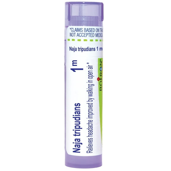 Boiron Naja Tripudians 1M, Homeopathic Medicine for Headache Improved By Walking In Open Air, 80 Pellets