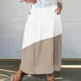thumbnail image 2 of Mrat Womens Skirt Women's Casual Retro Floral Skirts Linen Elastic Waist Pleated Maxi Skirt with Pockets Plus Size Skirts S-153 Khaki XL, 2 of 5