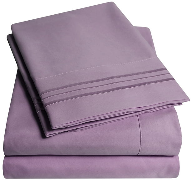 1800 Thread Count 4 Piece Deep Pocket Bedroom Bed Sheet Set Queen Plum