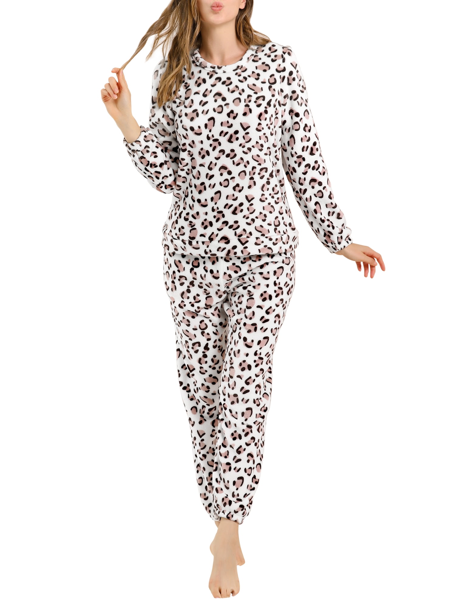 Unique Bargains Women's Winter Loungewear Sleepwear Flannel Pajama Set