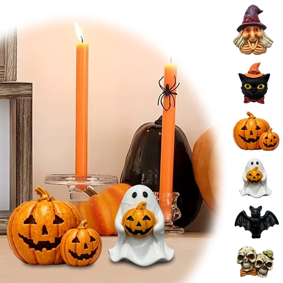 Halloween Pumpkin Decor 3 Inch Jack O Lantern Decor Spooky Halloween Decorations for Home Indoor Outdoor Halloween Table Decor Fall Halloween Party Display Orange, 1 Pack