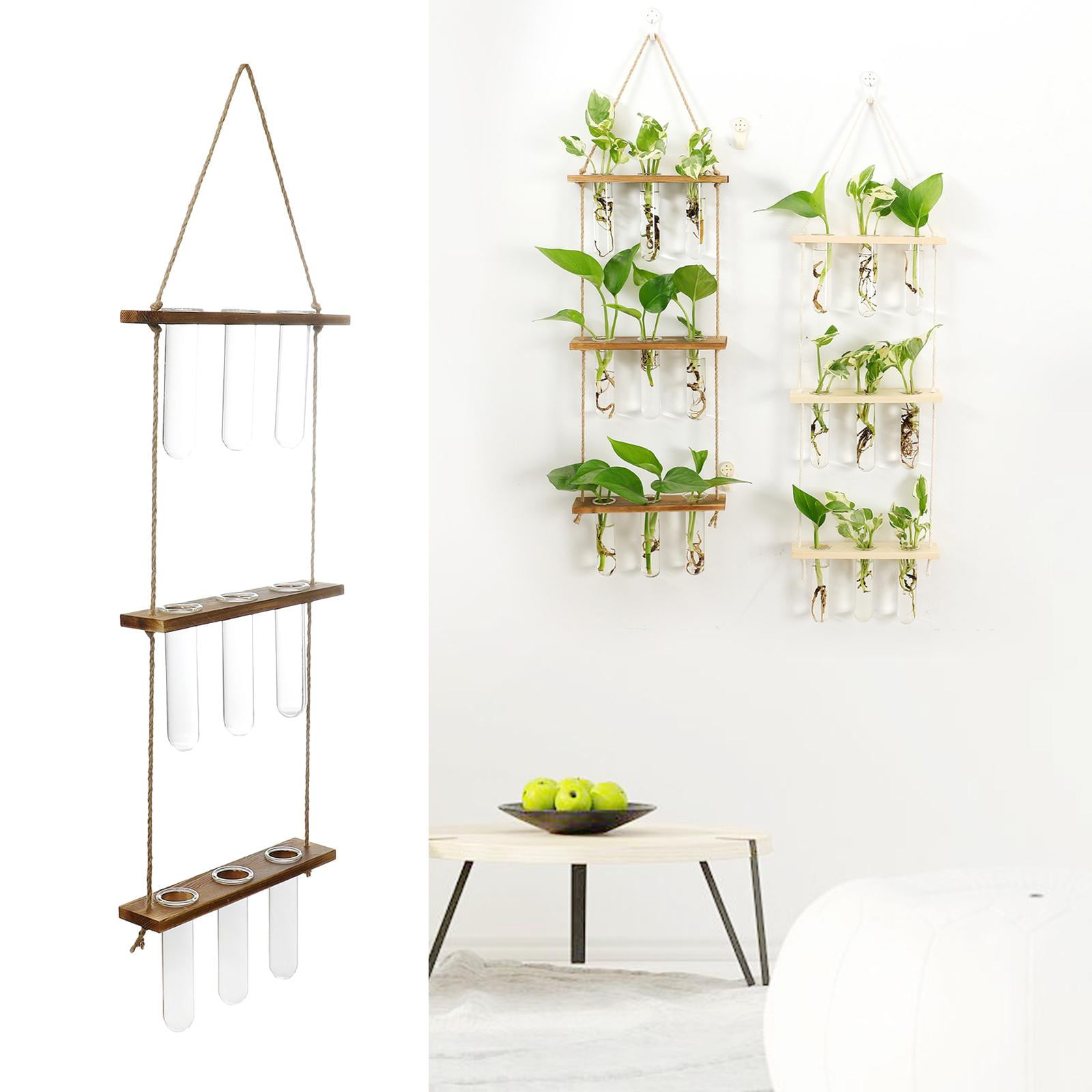 Plant Vase Test Tube Vase Wood Wall Hanging Planter - Rustic Wood