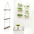 thumbnail image 3 of Maceta de vidrio moderna con flores en forma de capullo sobre estante de madera para colgar en la pared. Madera Rústica 3capas, 3 of 9