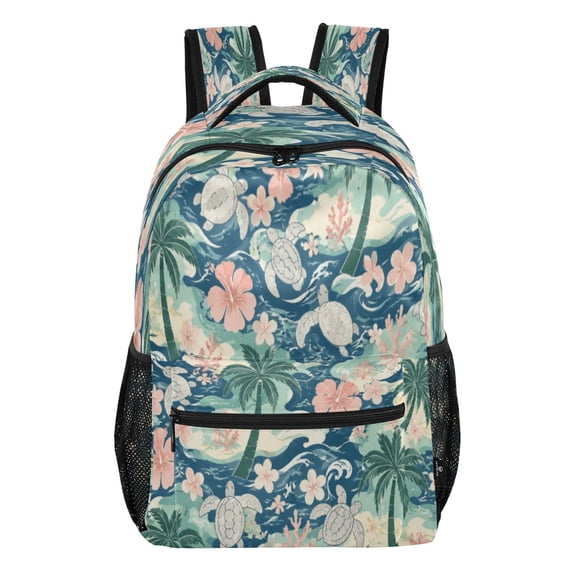 Wobogo Backpack Tropical Turtles School Bookbag Lightweight Daypack with Multiple Pockets Adjustable Straps for Students