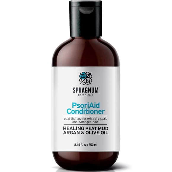Acondicionador para psoriasis Sphagnum Botanicals: tratamiento con barro de turba para cabello fino, seco y dañado. Los mejores minerales hipoalergénicos con aceite de oliva y argán para un cabello se