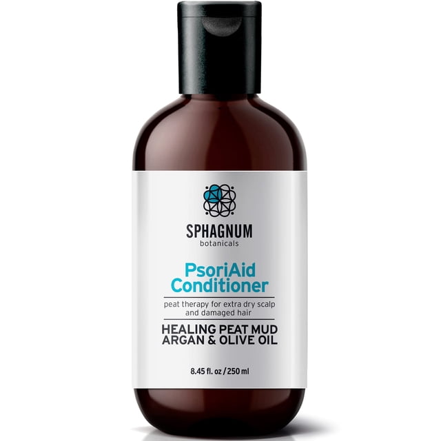 Acondicionador para psoriasis Sphagnum Botanicals: tratamiento con barro de turba para cabello fino, seco y dañado. Los mejores minerales hipoalergénicos con aceite de oliva y argán para un cabello se