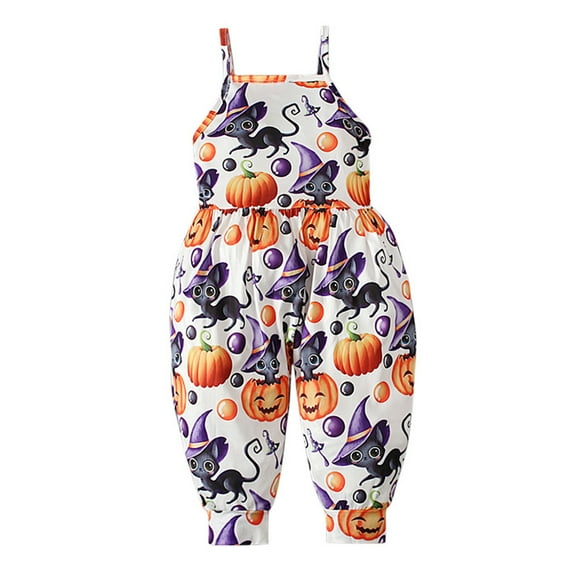 Odeerbi Baby Girls Boys Bib Overall Toddler Rompers Jumpsuits Cartoon Printing Strap Romper Pants With Pockets