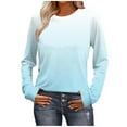 thumbnail image 3 of Blouses for Women Long Sleeve Crew Neck Solid Color Tops for Women Casual Loose T-shirt Outdoor Pullover Sport Outerwear S-2XL, 3 of 9