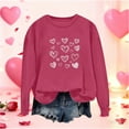 thumbnail image 2 of Womens Valentine's Day Sweatshirt, Hot Pink Heart Print Oversized Crewneck, Cute Casual Gift with Hand-Drawn Hearts, Soft Long Sleeve Pullover,Size S, 2 of 5