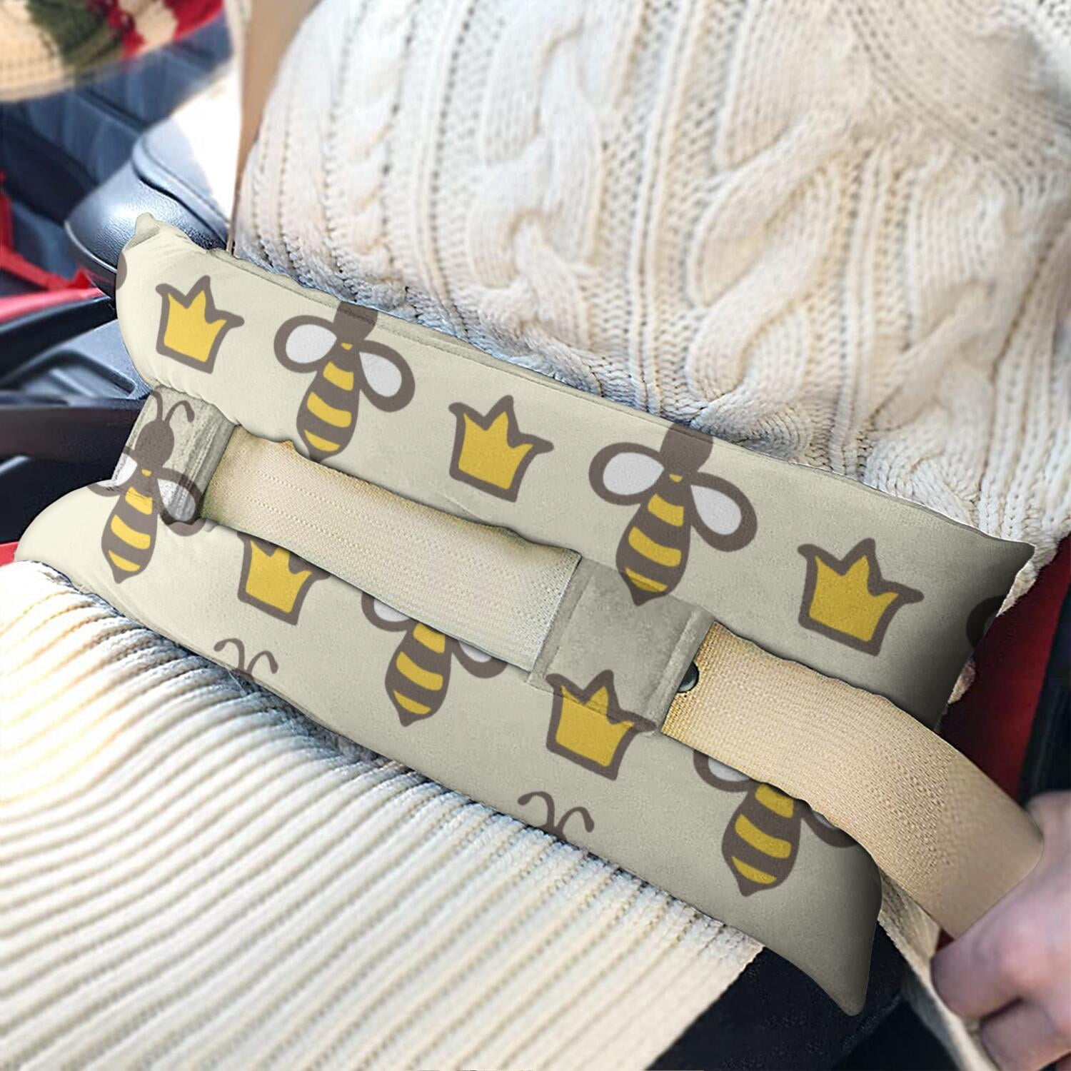 Friendly Bee and Daisy Seatbelt Pillow for Women After Surgery - Mastectomy Breast Cancer Heart Surgery Recovery Cushion - Soft Honeycomb Car Travel Pressure Relief Pad