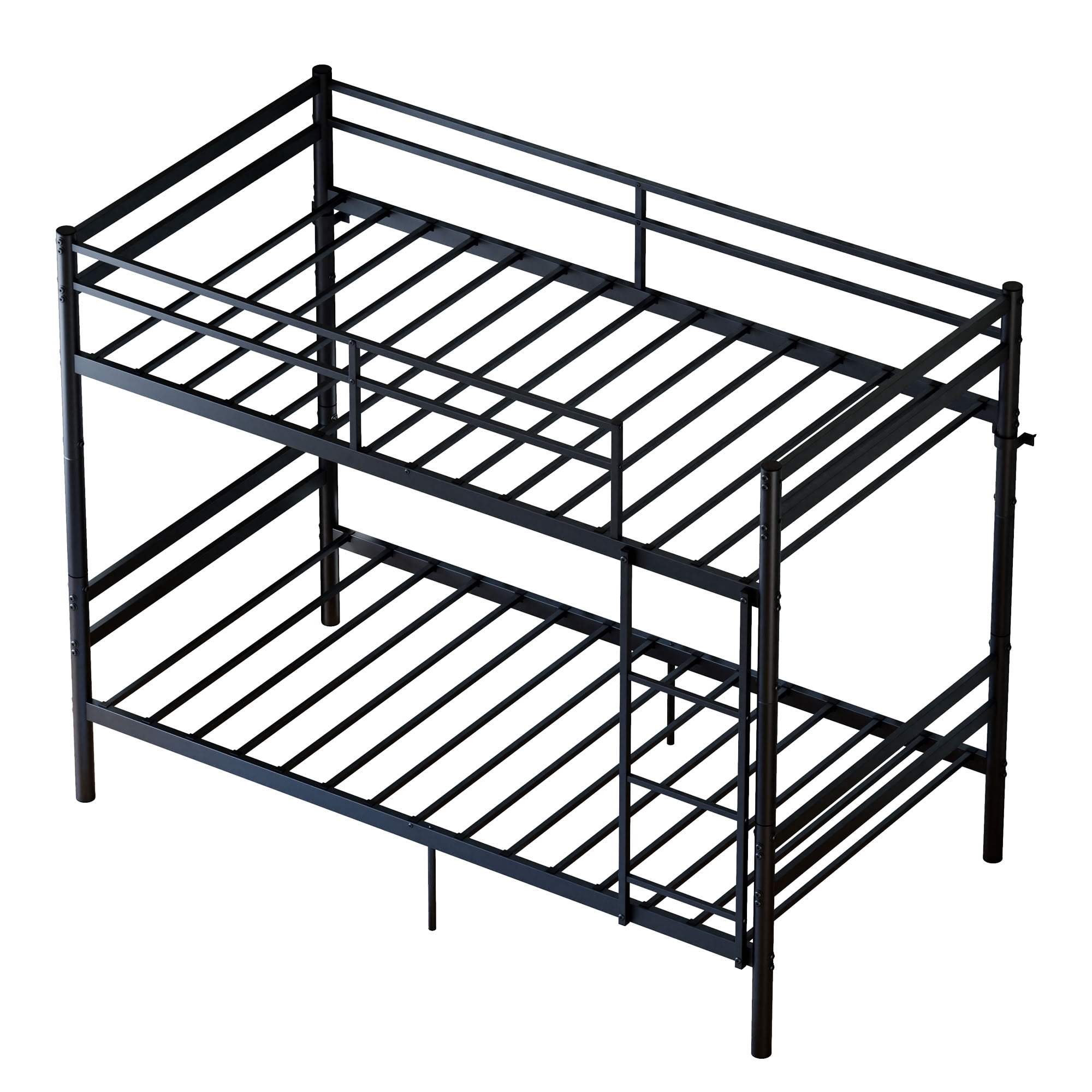MAYEERTY Twin Over Twin Metal Bunk Bed with Ladder and High Guardrail, Supports 330 lbs, Space-Saving Storage for Kids Teens Adults, No Box Spring Needed