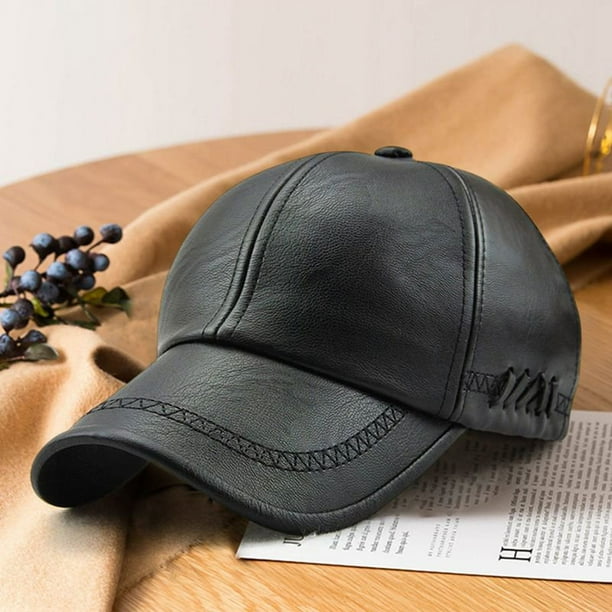 FeiraDeVaidade Cap Faux Leather Adjustable Men Women Hat Baseball Cap Winter Sports Hat Vintage Outdoor Dad Hats