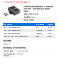 thumbnail image 2 of Fuel Pump Driver Module - Compatible with 1994 - 2000 Chevy K3500 Diesel 1995 1996 1997 1998 1999, 2 of 2