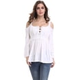 thumbnail image 3 of Blusa informal con hombros descubiertos y cordones para mujer Ormromra, 3 of 5