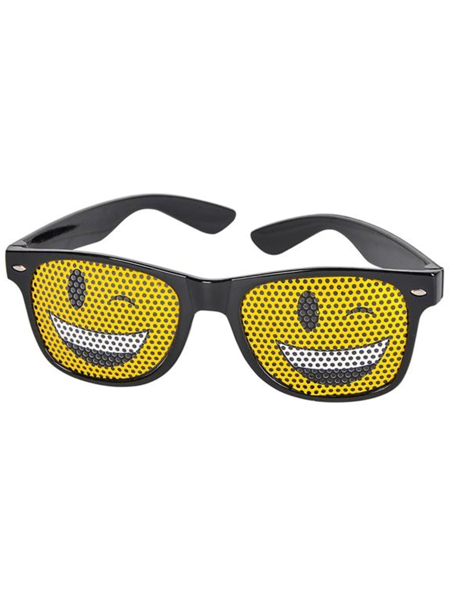 RI Novelty Black Framed Winky Face Emoticon Emoji Novelty Glasses Costume Accessory Walmart