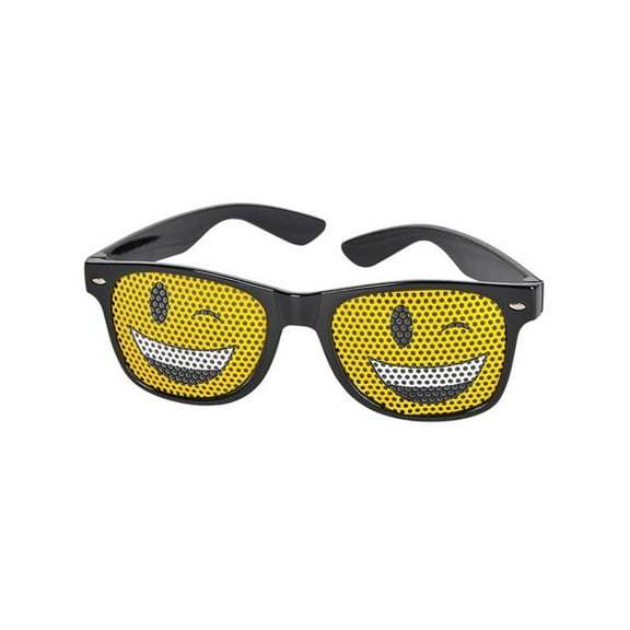 Black Framed Winky Face Emoticon Novelty Glasses Costume Accessory