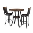 thumbnail image 2 of Powell Holloway 3-Piece Pub Set, Rustic Umber Finish with Dark Brown Faux Leather Fabric, 2 of 7