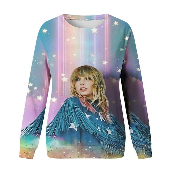 TaylorSwiftPrintedSweatshirtSwiftieOversizedConcertTShirtsBlouseCasualCrewneckLongSleevePulloverTopsForFansGift