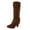 Brown, variant on PEASKJP Womens Fashion Boots Mid Calf Chunky Heels Patent Leather Boots,Black 41