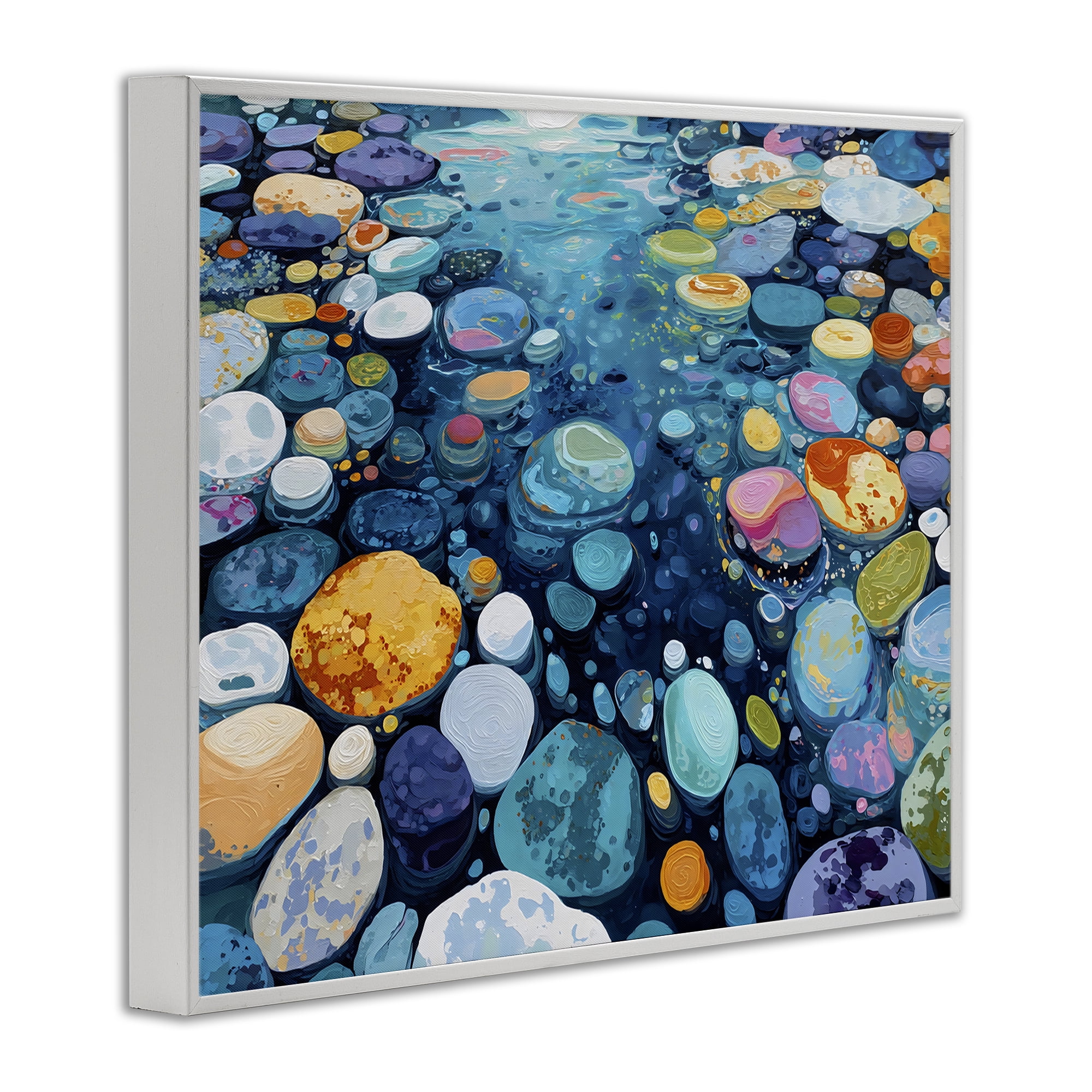 Stupell Industries Rainbow Rocks in River White Framed Giclee Art, design by Franklyn Gregory