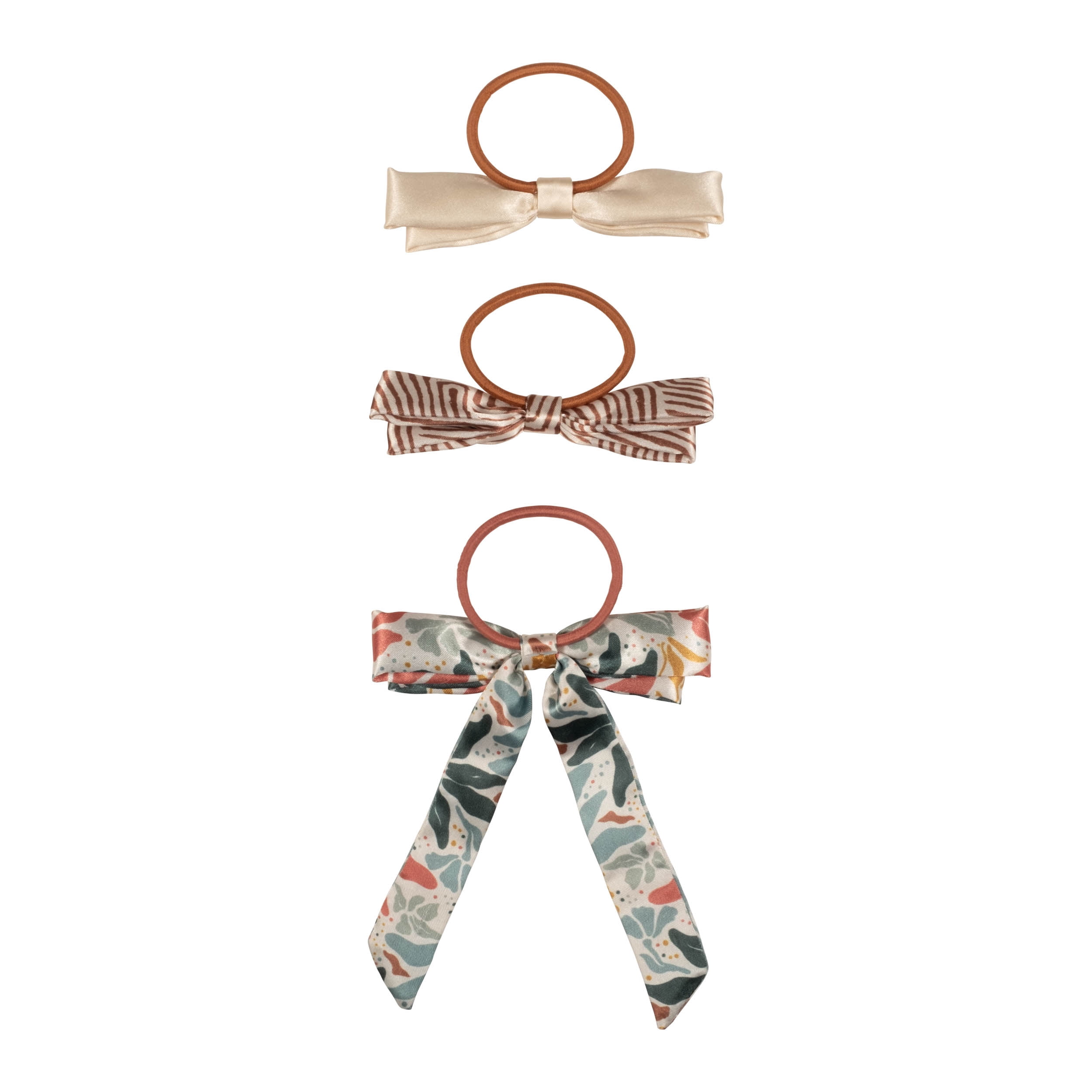 Goody Tru x DomoINK Bow Hair Ties, No-Damage Stretch Bands, All Hair Types, Multicolor, 3 Ct