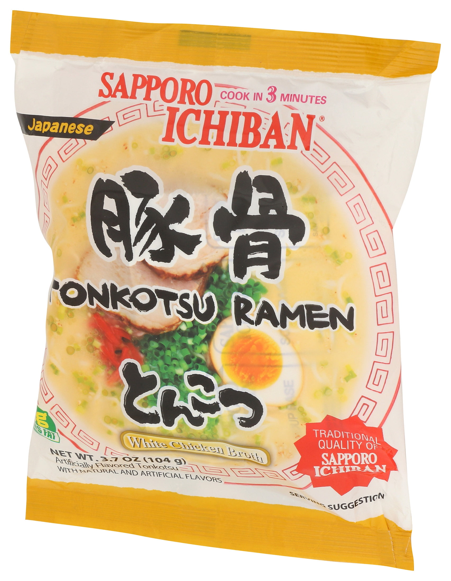 (12 pack) Sapporo Ichiban Tonkotsu Ramen Noodles, 3.7 oz Bag