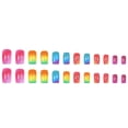 thumbnail image 5 of ONLYEOR Rainbow Candy Press On Nails, Summer Colorful Design, Medium Square Fake Nails for Beach & Party, 5 of 6