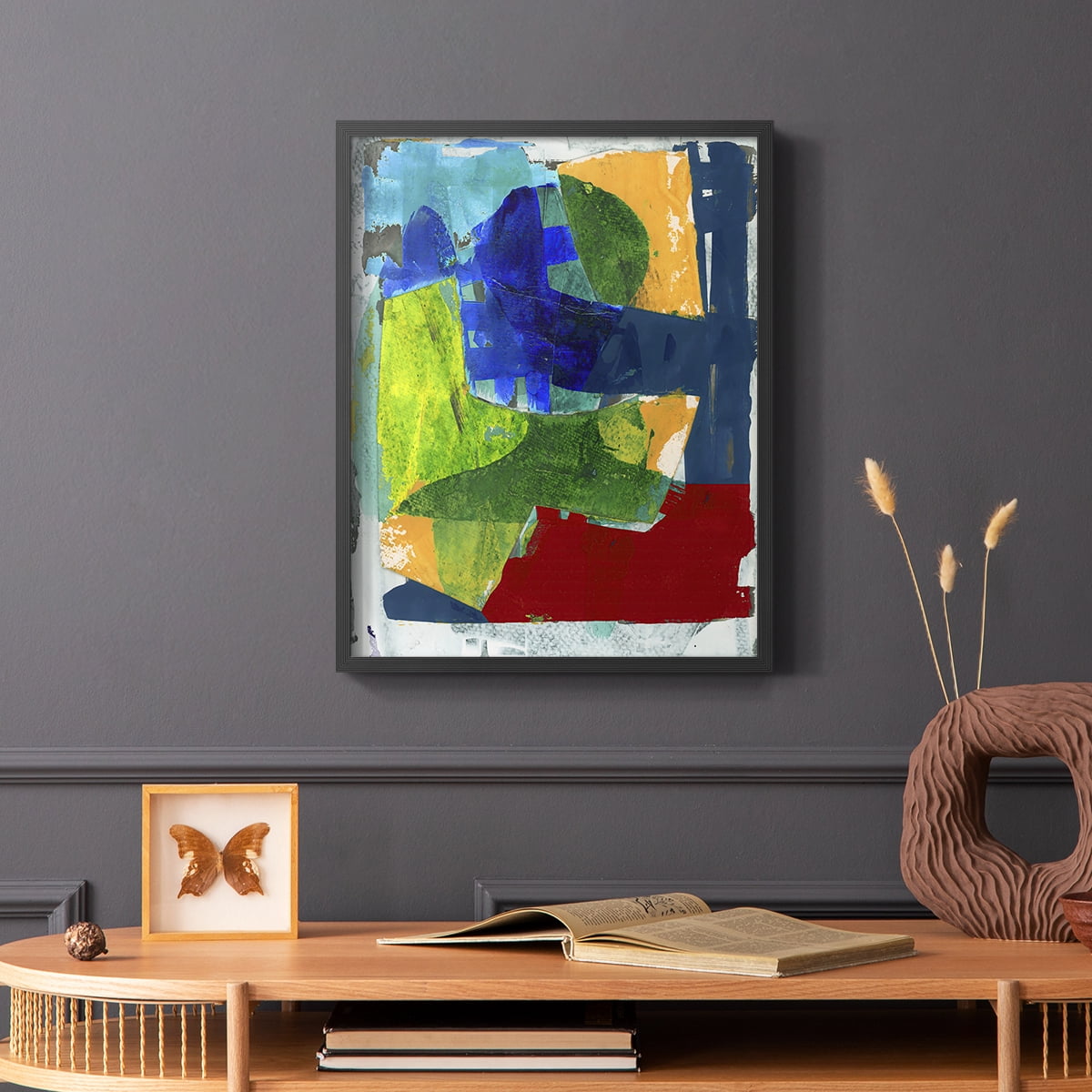 Brights Strokes II Framed Print in Black Solid Wood Framed Print No Nail Hanging