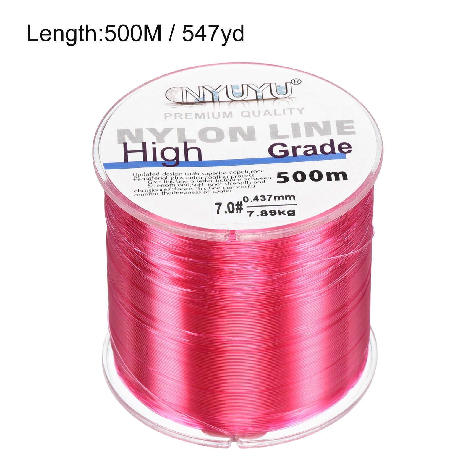 Uxcell 547Yard 17Lb Fluorocarbon Coated Monofilament Nylon Fishing Line Fuchsia