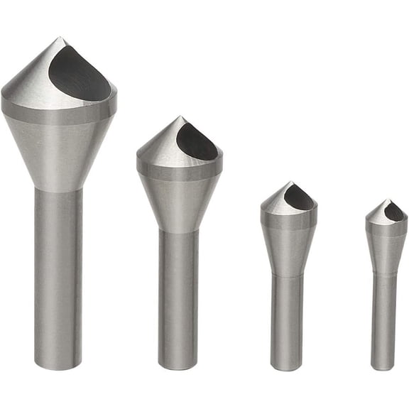 Heavy-Duty Countersink Chamfer Tools, M35 Cobalt High Speed Steel Bits For Clean Cutting & Deburring, 90 Degree Precision For Wood, Plastic, Soft Metals (4Pcs)