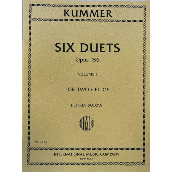 Kummer, F.A. - Six Duets, Op. 156, Volume 1 - Two Cellos - edited by Walter Schulz - (IMC # 3655)
