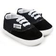 thumbnail image 4 of Baby Canvas Shoes Infant Girls Boys Sneakers Toddler First Walkers Slip On Newborn Crib Shoes(0-6 Months,Black), 4 of 6