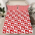 thumbnail image 2 of Castle Fairy Teens Red Cherry 4-Piece King Geometric Lattice Kawaii Fruit Bed Sheet Set, 2 of 7