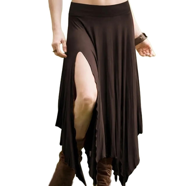 Jupe Maxi Bohème d'Été pour Femmes, Décontractée, Fendue, Fluide, Longue, Style Western Rétro, L