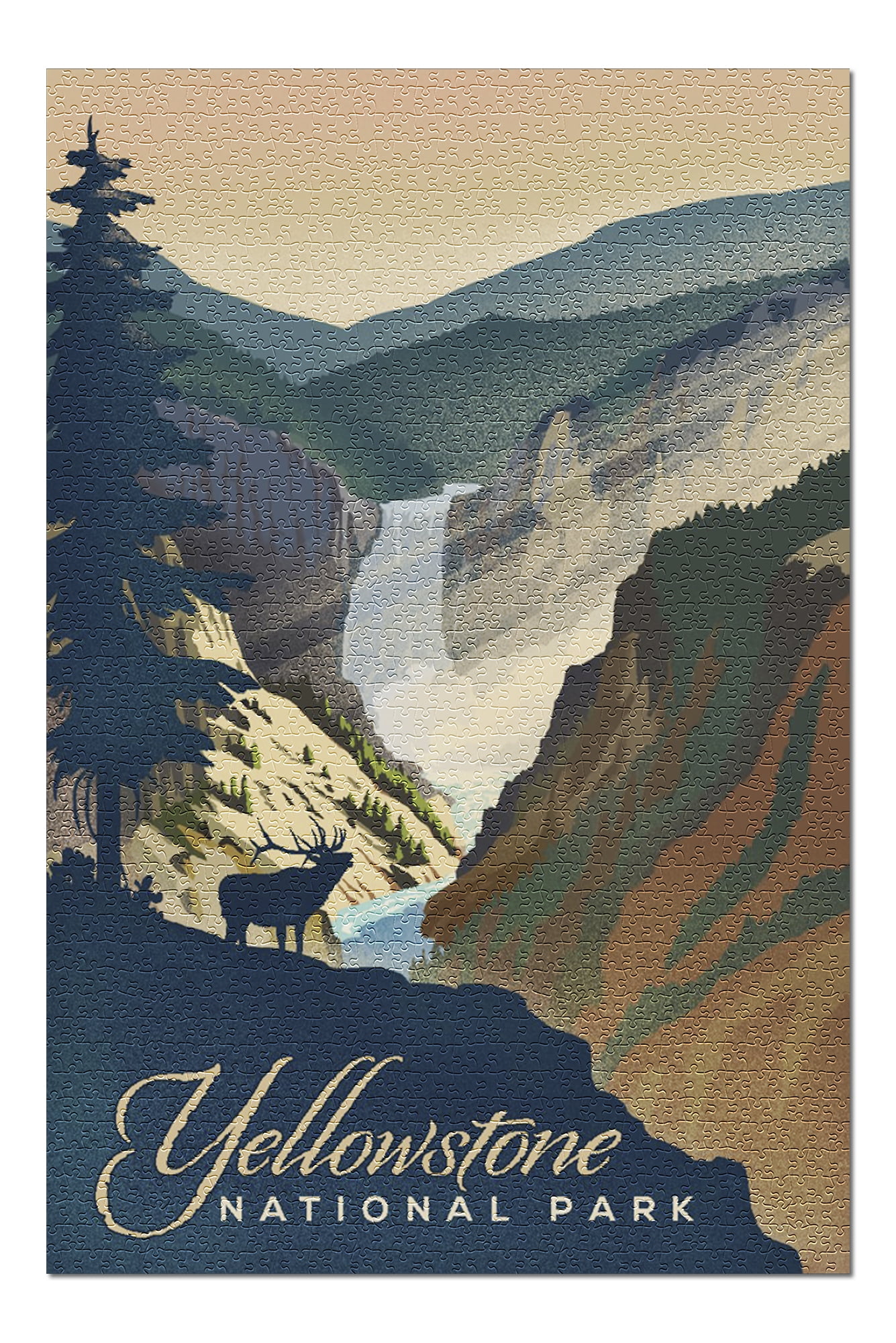 Yellowstone National Park - Yellowstone Falls - Lithograph ...
