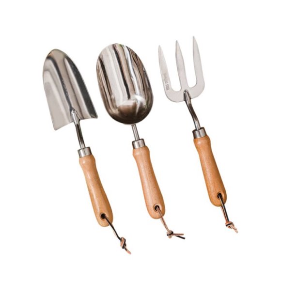 Herramientas de jardinería ilios innova 3 piezas mango de madera