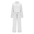 thumbnail image 5 of HAiming 2 Piece Sets Outfits for Womens Cropped Hoodies Tops and Wide Leg Pants with Pockets Solid Color Tracksuit, 5 of 9
