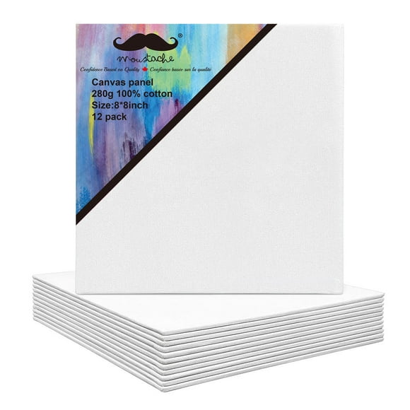 Panneaux de Toile Blanc Blanc 12/pack, 9,9 Oz Triple Apprêtés 100% Coton Sans Acide Panneaux de Toile d'Artiste pour la Coulée Acrylique et la Peinture à l'Huile
