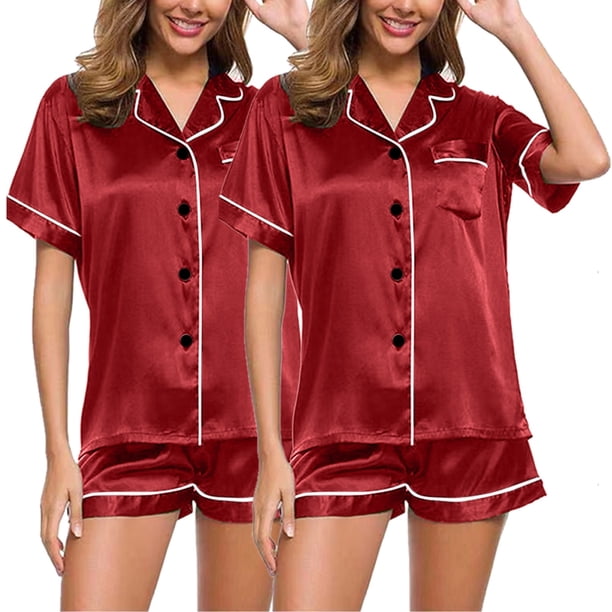 MKLEKYY Pijama Corto Para Mujer, Conjunto De 4 Piezas, Pijama De Talla Grande, Informal, Con Tirantes De Encaje, Para El Hogar