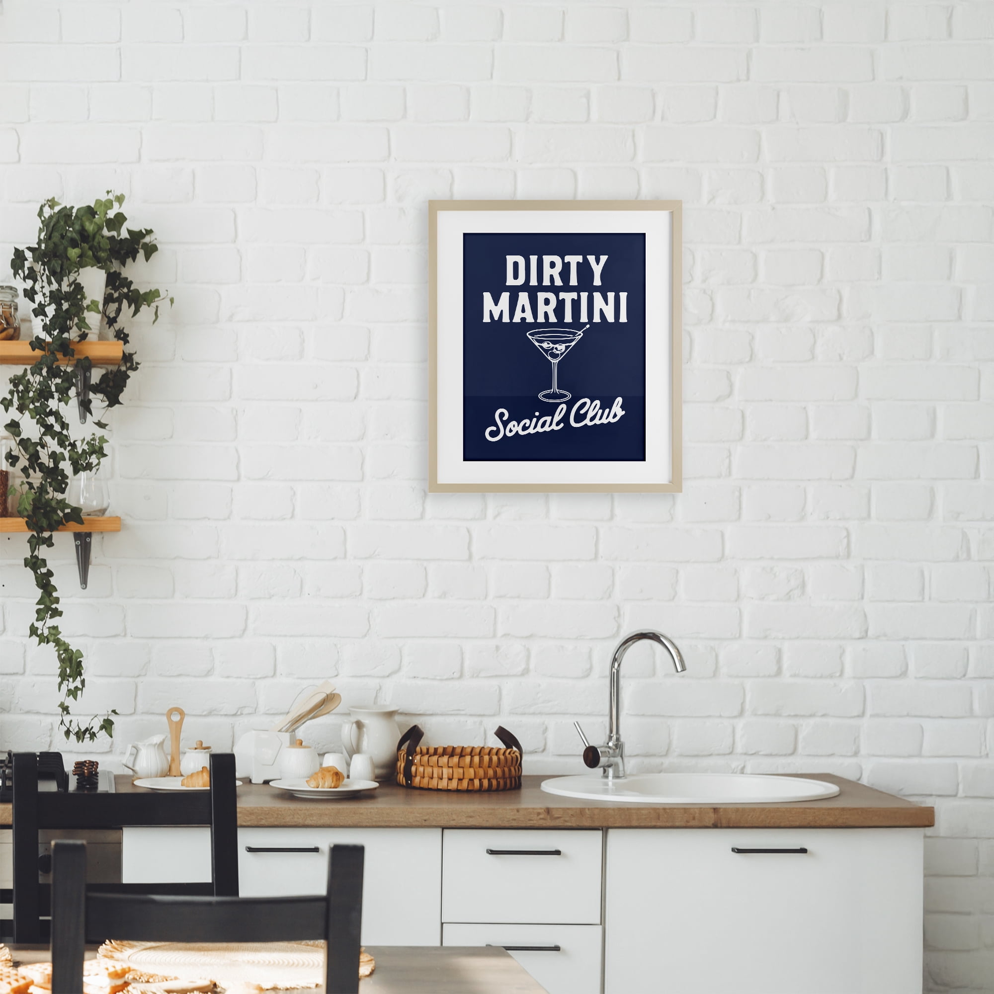 Stupell Industries Retro Dirty Martini Club Birch Framed Print Under Glass, design by Lettered and Lined