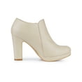 thumbnail image 3 of Unique Bargains Women's Platform Round Toe Chunky Heels Ankle Booties Beige (Size 7.5), 3 of 6