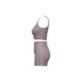 thumbnail image 5 of hoksml Women's Two-piece, Gym Sports Yoga Sets, Solid Color Slanted Collar Tank Top Shorts Casual Suit Plus Size Lounge Sets on Clearance, 5 of 6